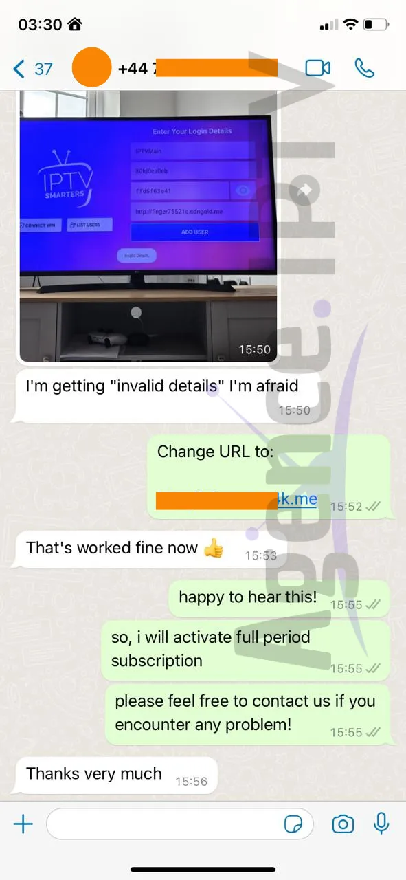 Avis client Agence IPTV WhatsApp 2