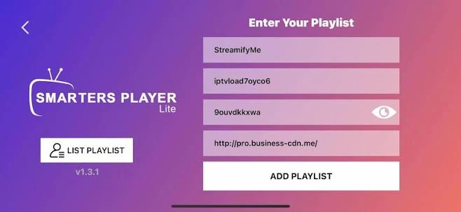Connexion avec Xtream Codes API