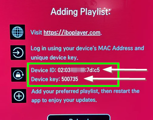 Adresse MAC et Device Key IBO Player